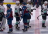 Kraken and Avalanche exchange handshakes following Seattle’s Game 7 victory