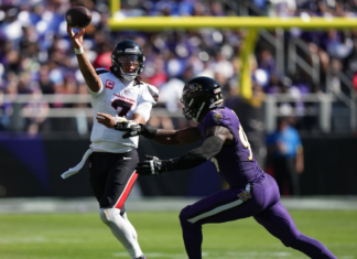 Stroud throws four touchdowns as Texans blow out battered Ravens