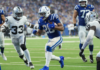 Taylor runs for three TDs, Jones throws for two as Colts rout Raiders