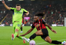 Semenyo salvages win for Bournemouth against Fulham on wet and windy night