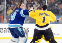 Gotta See It: Swayman, Vasilevskiy square off in outdoor goalie fight