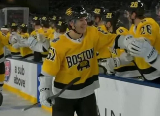 Bruins’ Poitras picks top corner with backhand for sweet goal