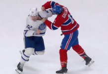 Gallagher and McCabe drop the gloves after hard hit on Cowan