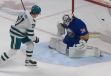Sharks’ Celebrini wires home backhand goal for 90th point of season