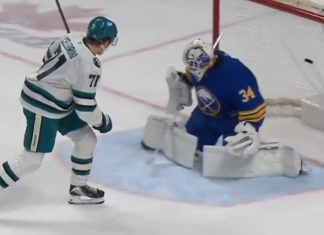 Sharks’ Celebrini wires home backhand goal for 90th point of season