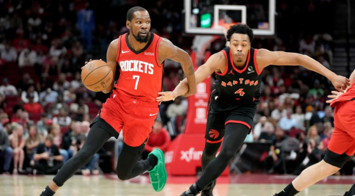 Raptors fall to Rockets as Durant scores 29