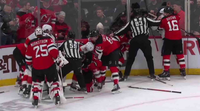 Tempers flare after Panthers’ Luostarinen hits Jack Hughes at the boards