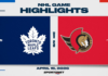 NHL Highlights: Senators 3, Maple Leafs 1