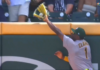 Denzel Clarke leaps the fence to steal home run away from Braves’ Baldwin
