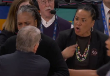 Auriemma and Staley have heated exchange as South Carolina defeats UConn