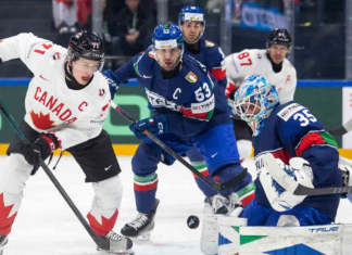 Celebrini scores pair to lead Canada over Italy at men’s hockey worlds