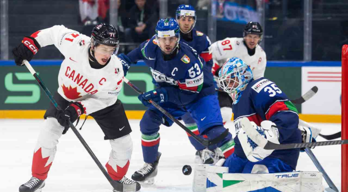Celebrini scores pair to lead Canada over Italy at men’s hockey worlds