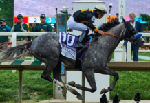 Napoleon Solo holds off Iron Honor to win the Preakness at Laurel Park