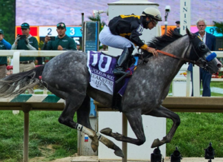Napoleon Solo holds off Iron Honor to win the Preakness at Laurel Park