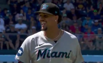 Marlins’ Perez gets into it with Blue Jays bench after plunking Okamoto