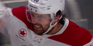 Canadiens’ Newhook finishes feed from Evans for his second goal of Game 2
