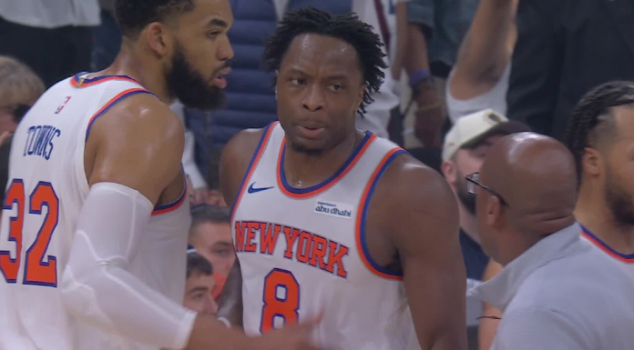 Knicks’ Anunoby leaks out and crams home two-handed slam in transition