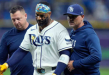 Yandy Diaz exits Rays win over Orioles after hit by pitch