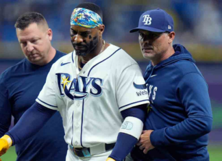 Yandy Diaz exits Rays win over Orioles after hit by pitch
